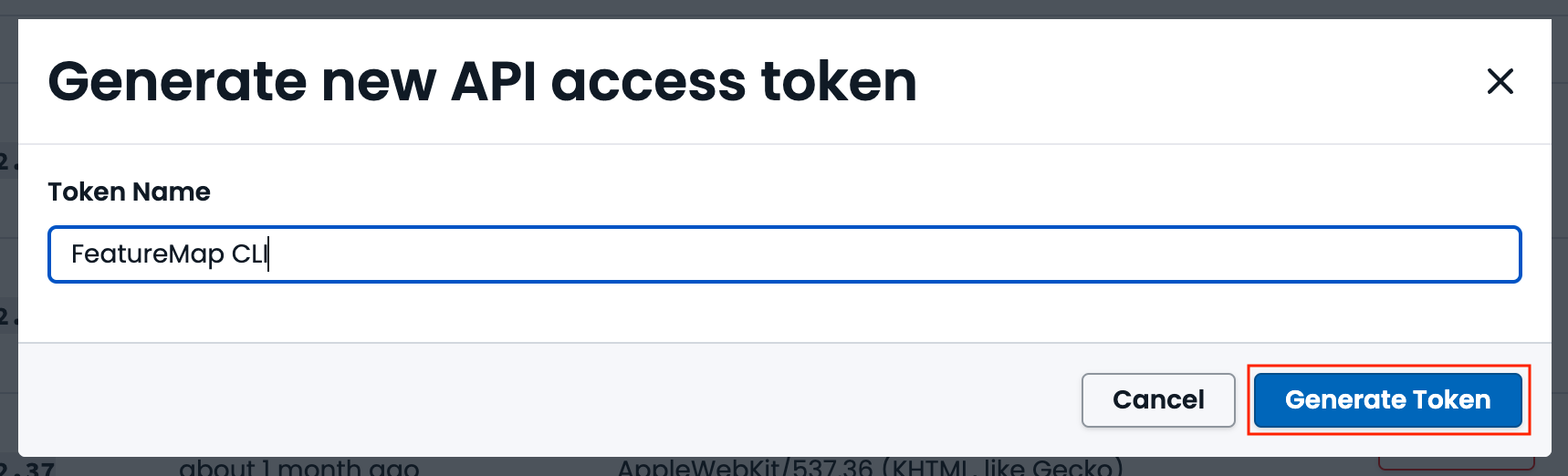 CodeCov API token creation modal